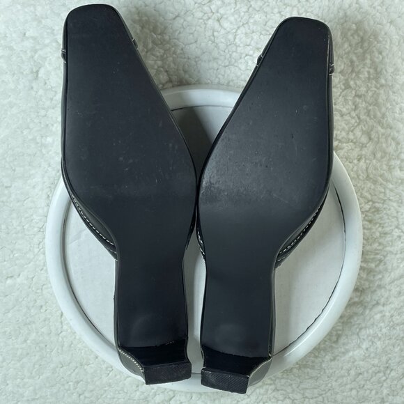 Apostrophe Mules Womens Size 7.5 Black Slide On Mules 2 Inch Block Heel Leather - Picture 9 of 10